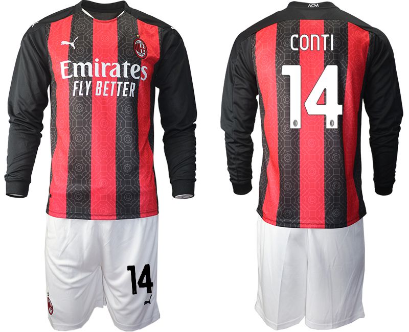 Men 2020-2021 club AC milan home long sleeve #14 red Soccer Jerseys->ac milan jersey->Soccer Club Jersey